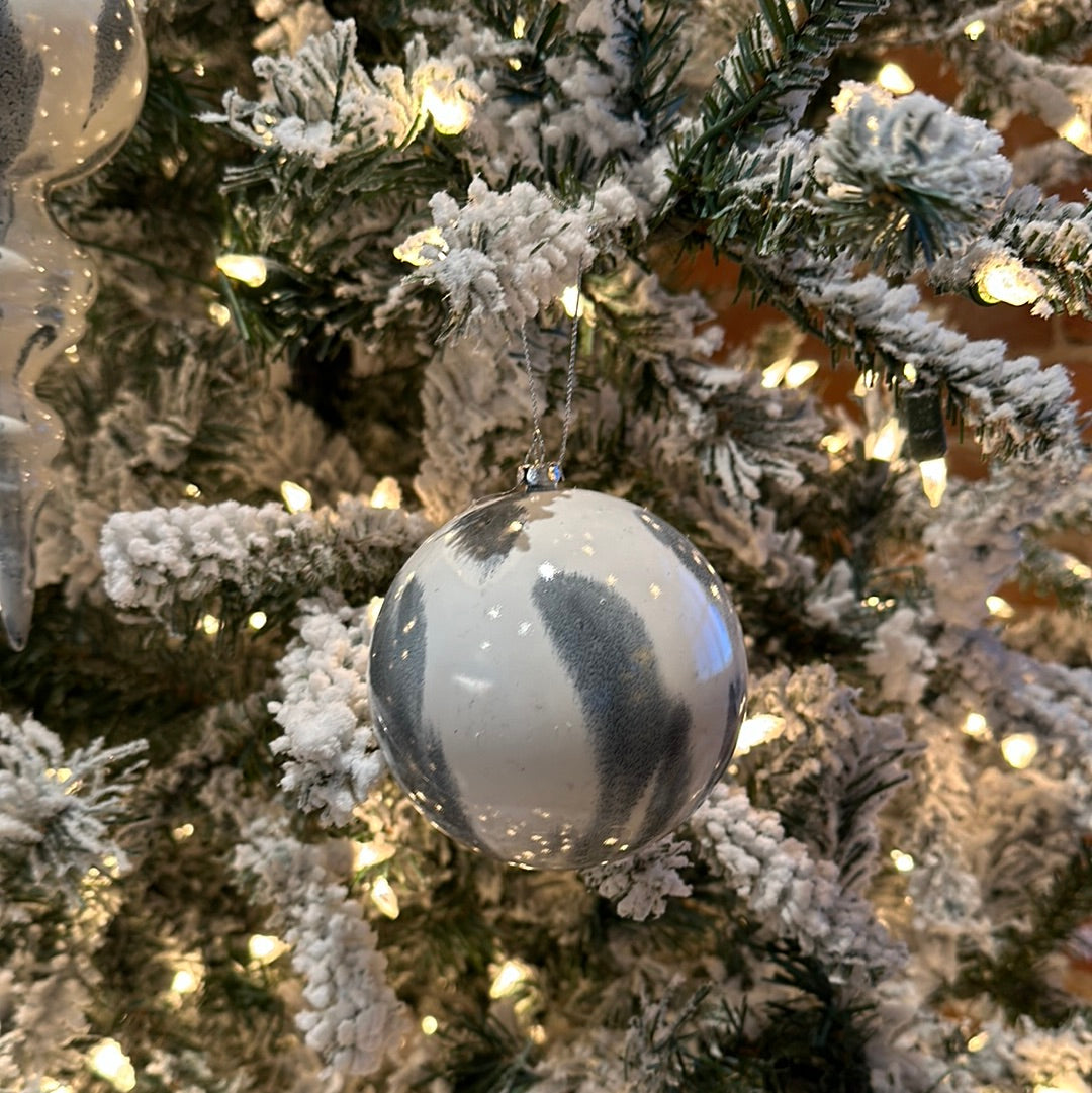 4" Gray and White Marble Ball Ornament