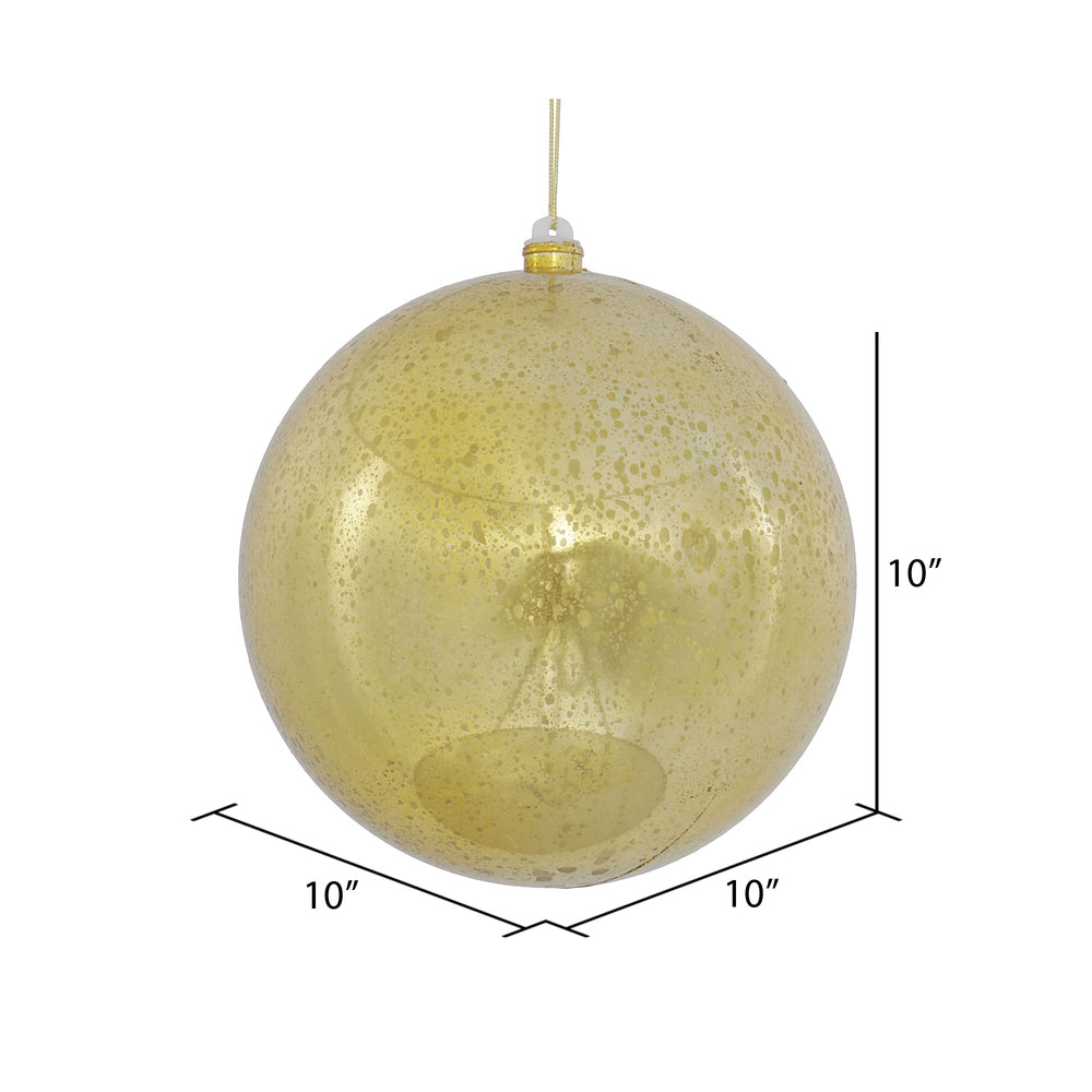 10" Gold Shiny Mercury Ball Ornament