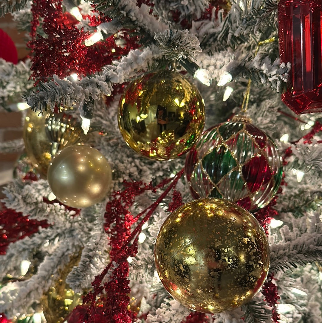 4" Gold Shiny Ball Ornament, 6 per Bag