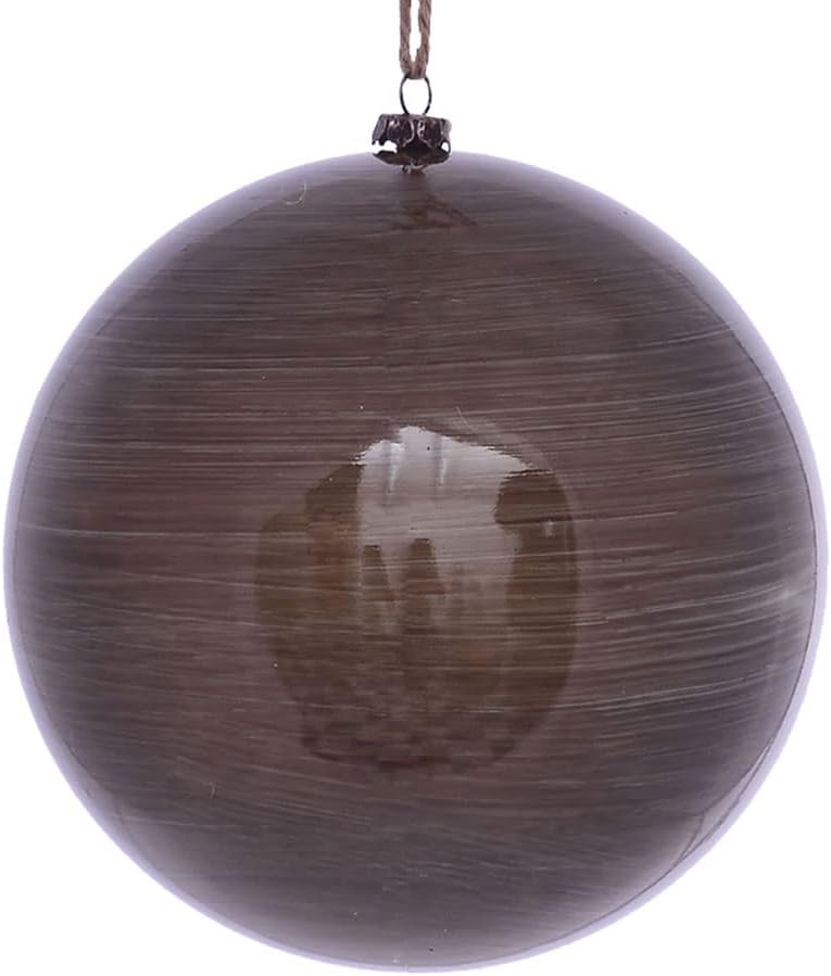 6" Pewter Wood Grain Ball Christmas Tree Ornament