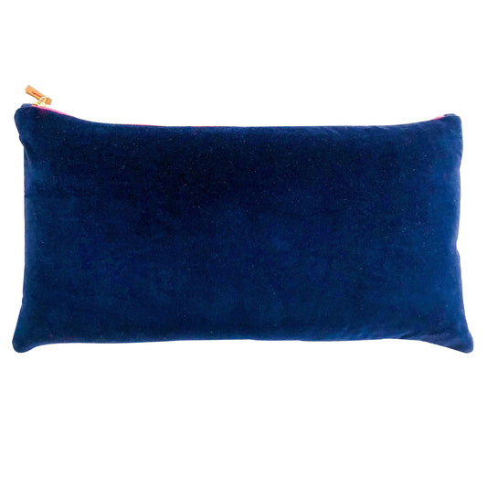 Navy Cotton Velvet Pillow 10" X 20"