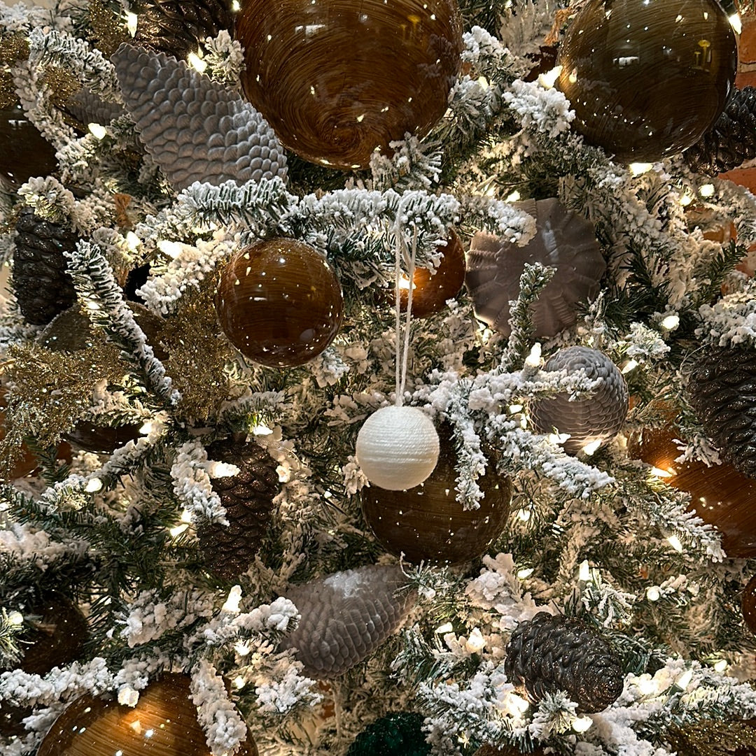 2.4" White Yarn Ball Ornament