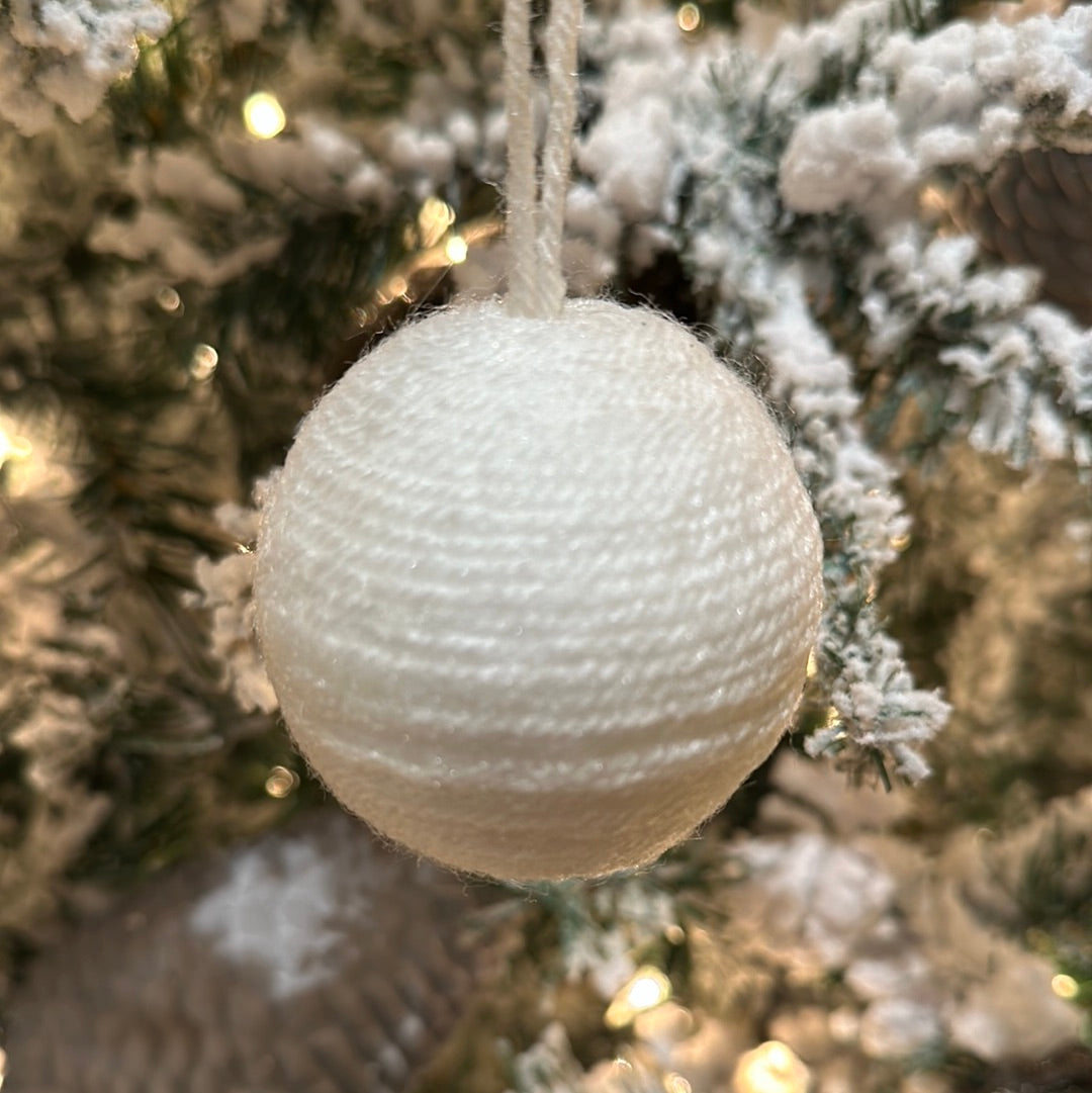 2.4" White Yarn Ball Ornament