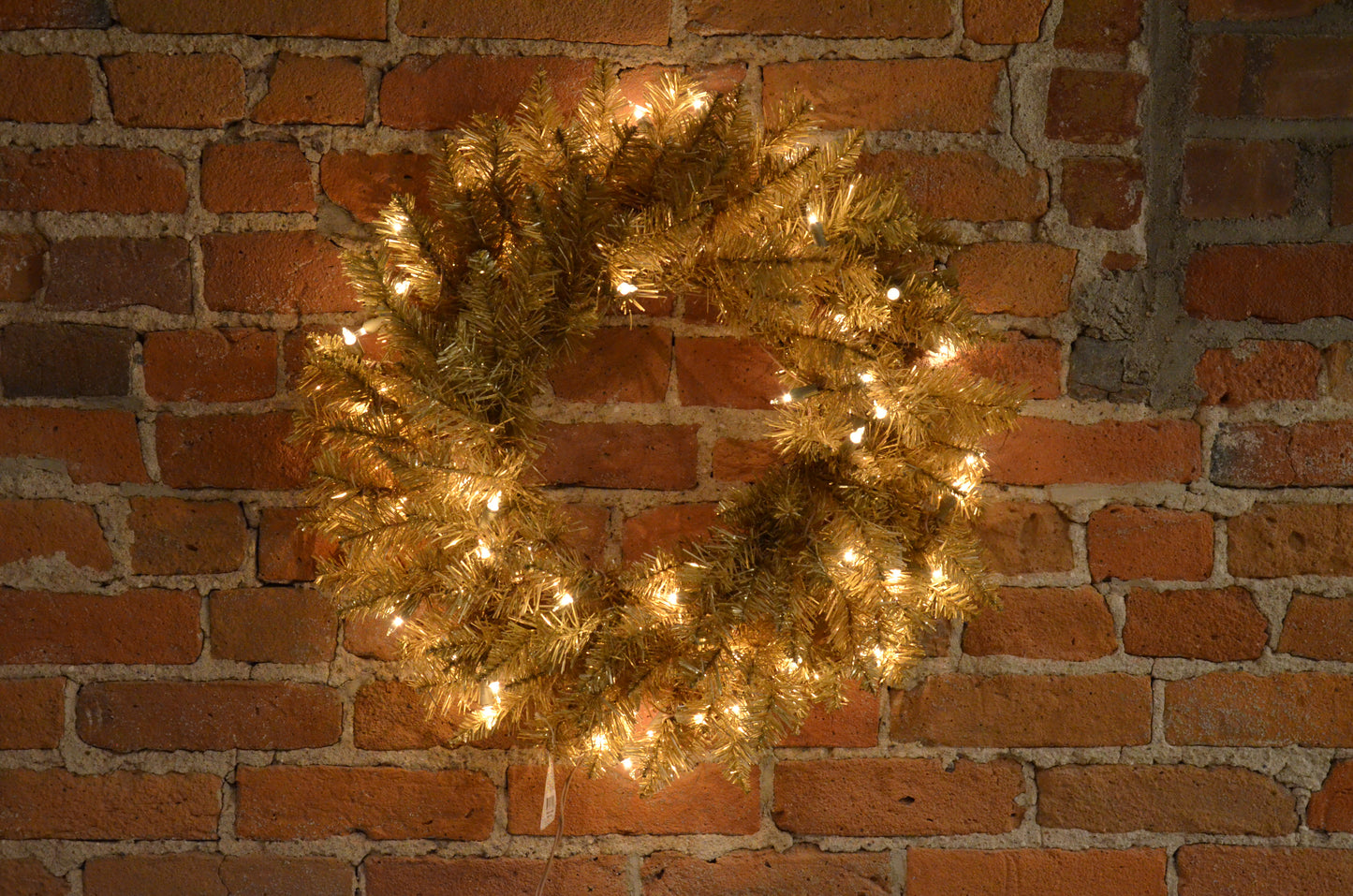 24" Gold Fir Artificial Christmas Wreath with Warm White Dura-lit LED Lights