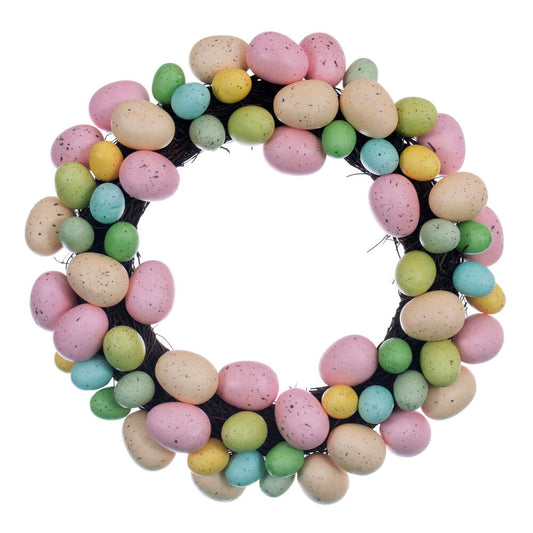 13" Artificial Pastel Easter Egg Wreath