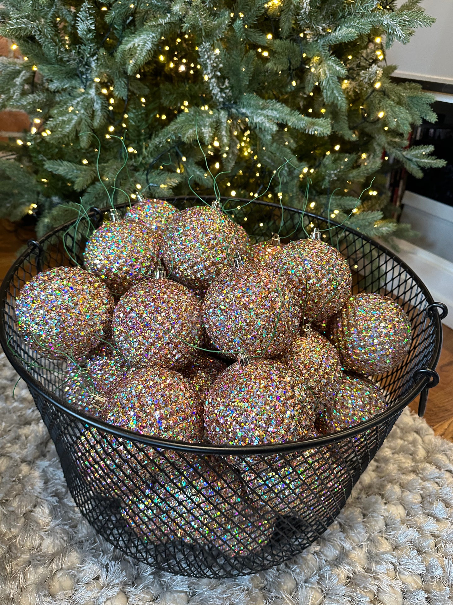 4" Multi-color Durian Sequin Glitter Ball Christmas Ornament