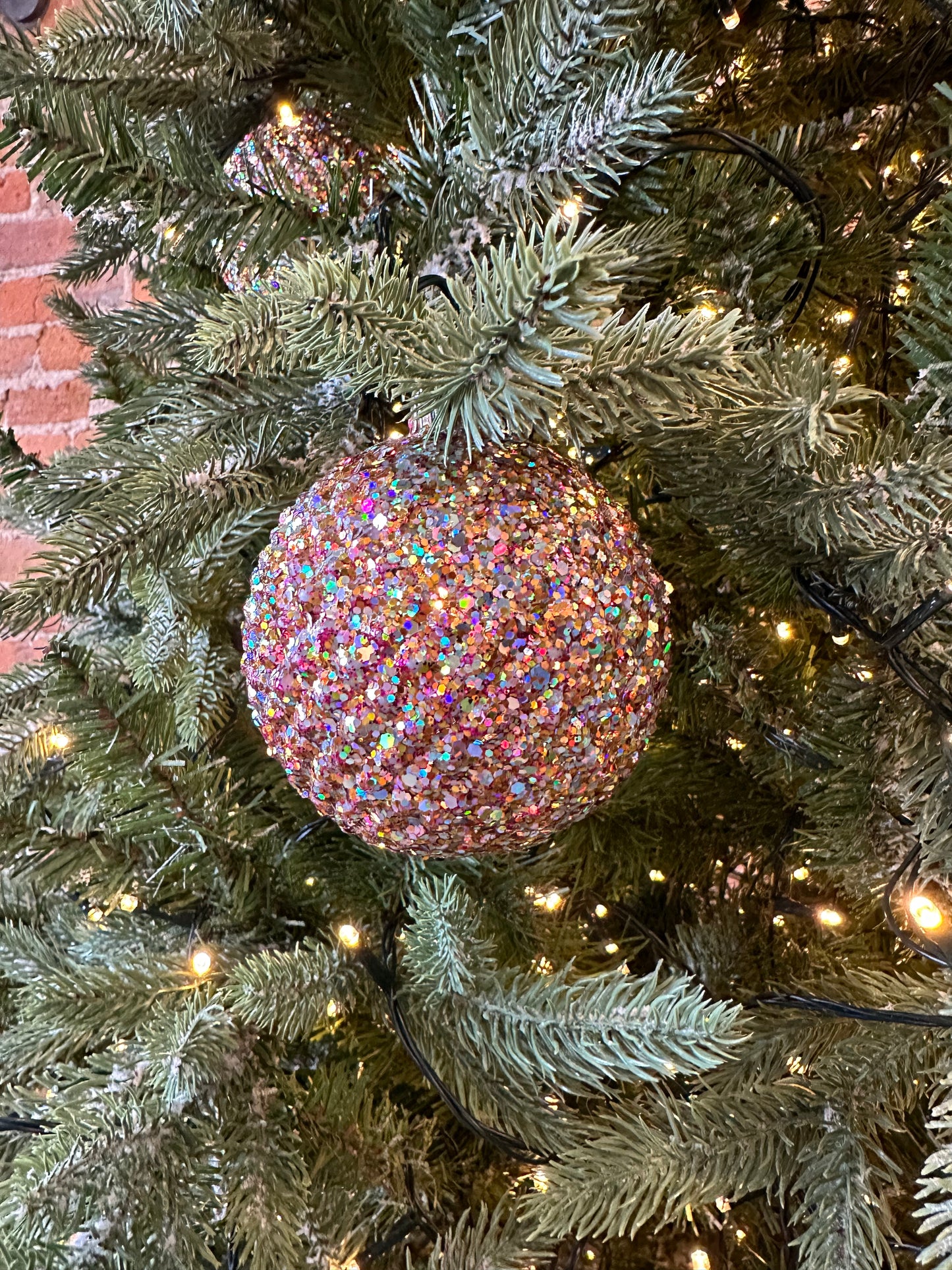 4" Multi-color Durian Sequin Glitter Ball Christmas Ornament, 6 pieces per bag