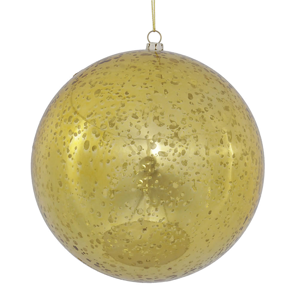 6" Gold Shiny Mercury Ball Ornament, 4 per Bag