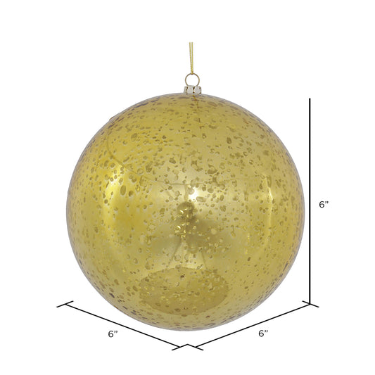 6" Gold Shiny Mercury Ball Ornament, 4 per Bag
