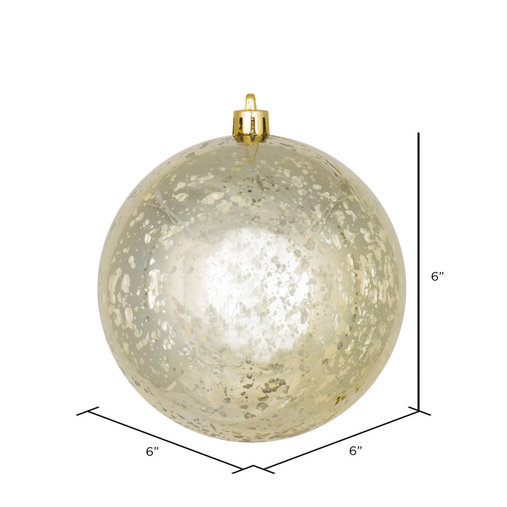 Vickerman 6" Champagne Shiny Mercury Ball Ornament, 4 per Bag