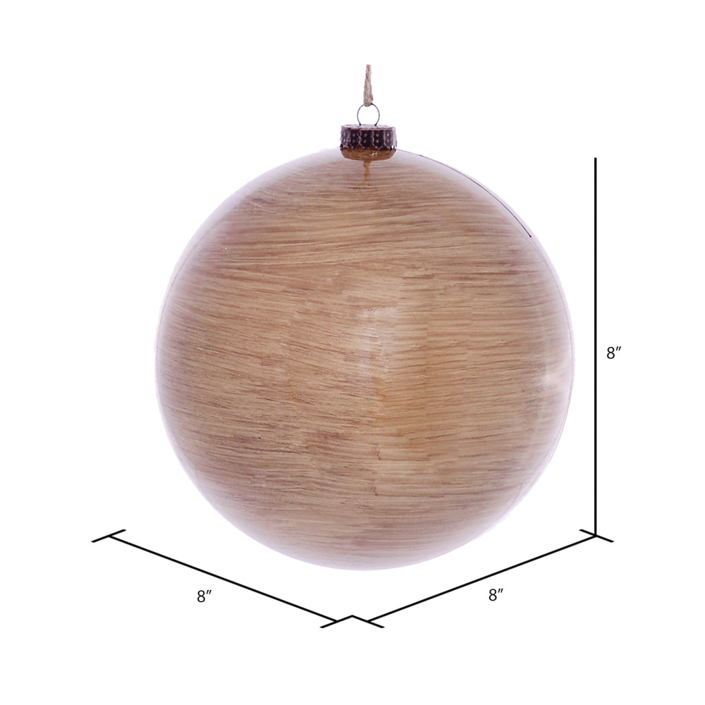 8" Brown Wood Grain Ball Ornament