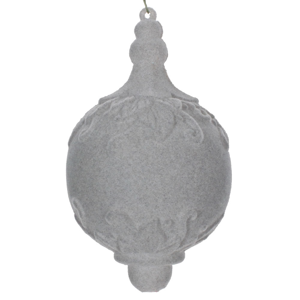 4" Silver Flocked Drop Finial Ornament