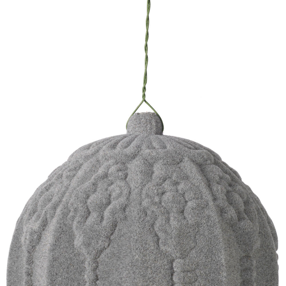 5.5" Silver Flocked Embossed Ball Ornament