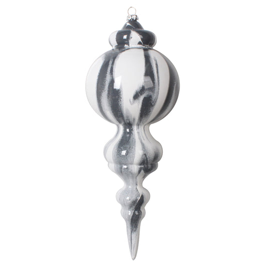 10" Gray and White Marble Finial Ornament
