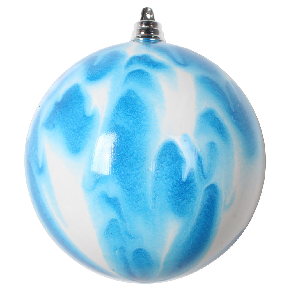 4" Blue and White Marble Ball Ornament