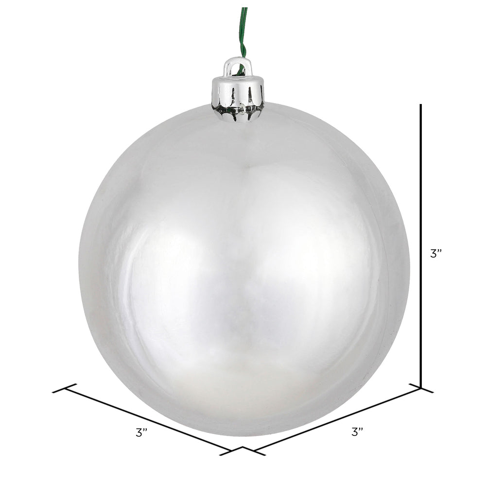 3" Silver Shiny Ball Ornament, 12 per Bag