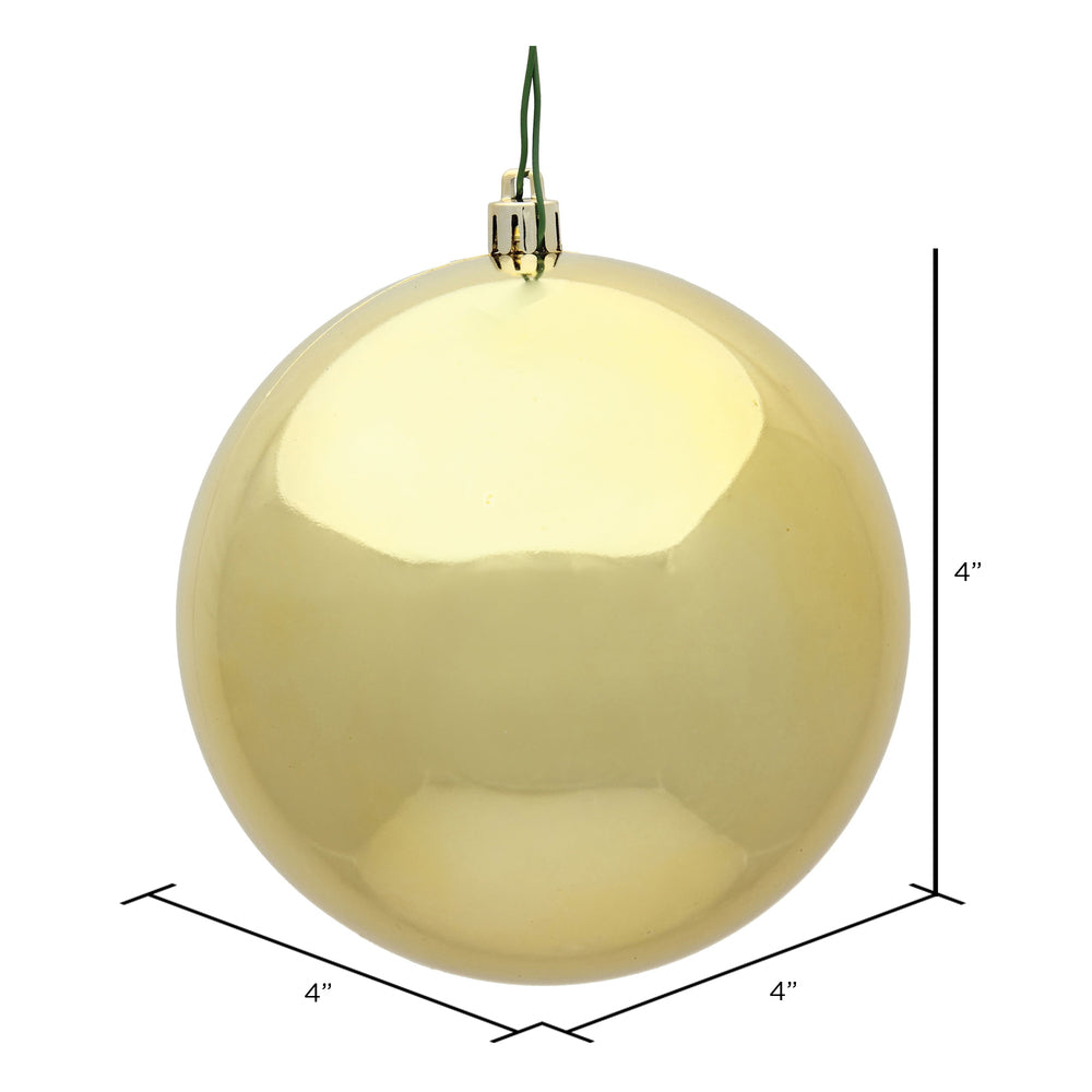 4" Gold Shiny Ball Ornament, 6 per Bag