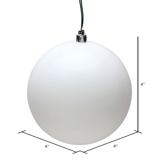 4" White Matte Ball Ornament, 6 per Bag