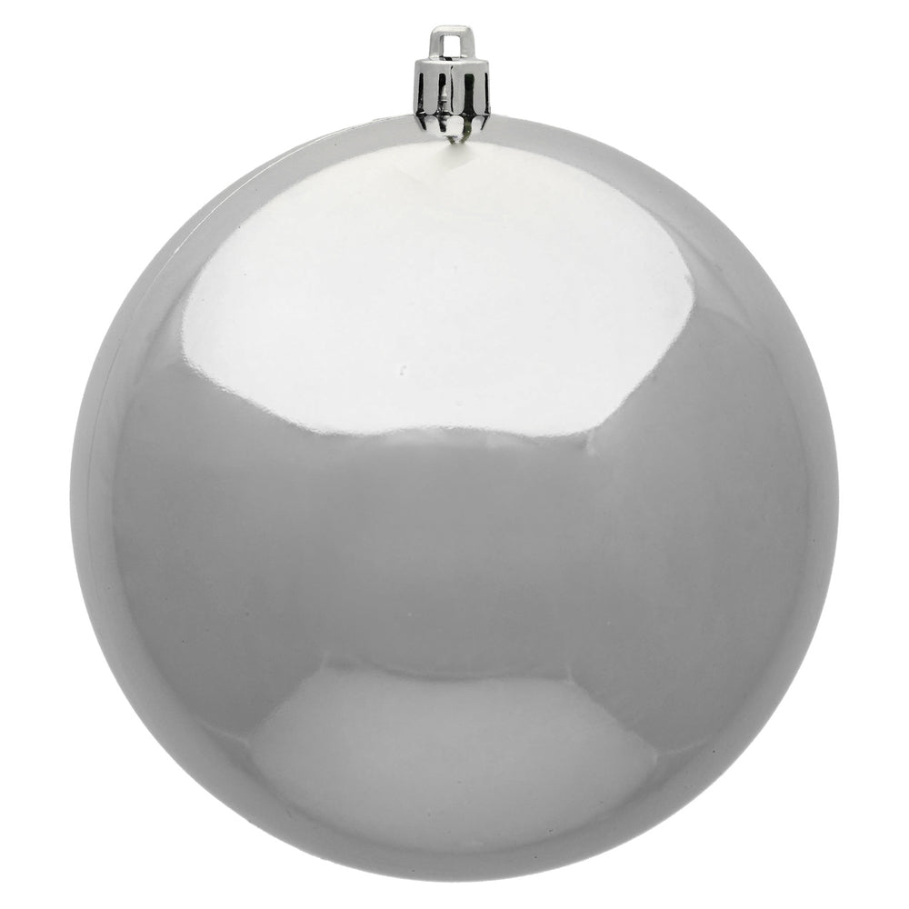 6" Silver Shiny Ball Ornament, 4 per Bag