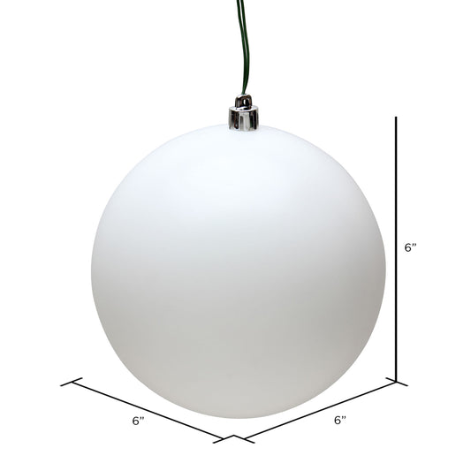 6" White Matte Ball Ornament, 4 per Bag