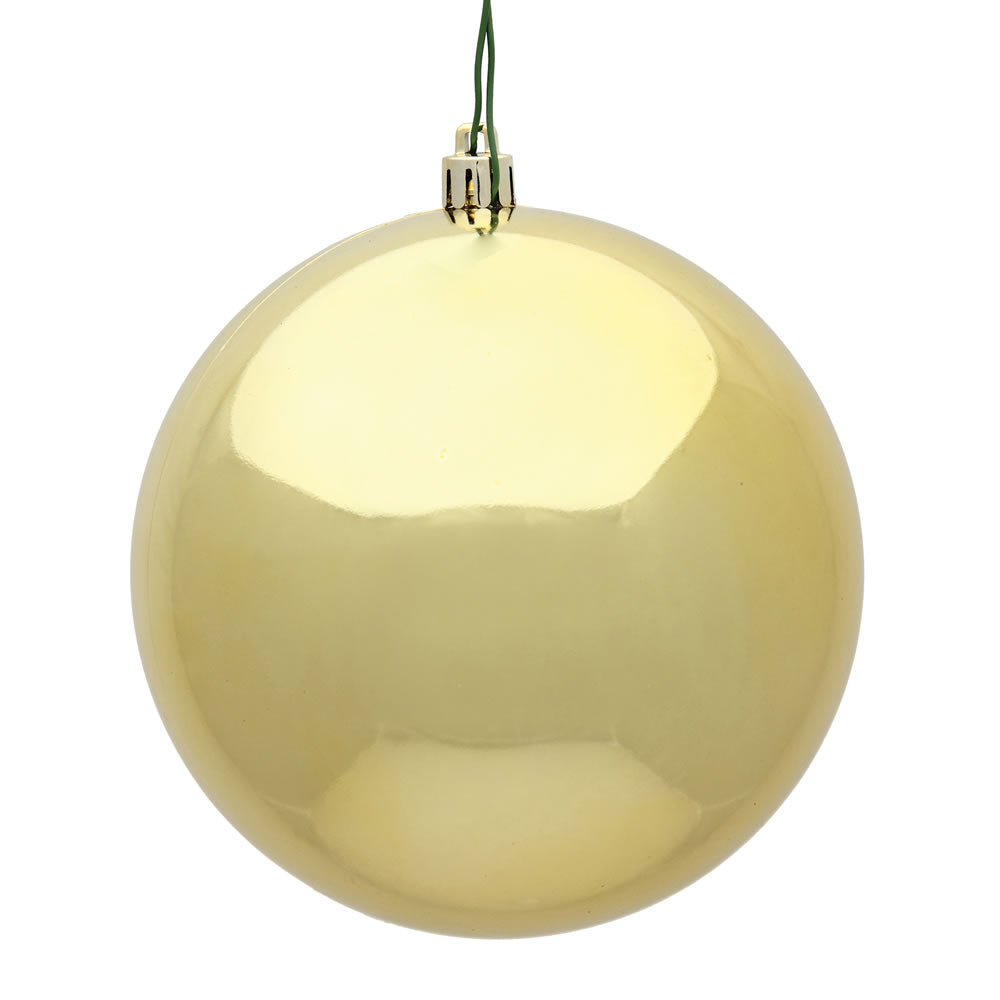 6" Gold Shiny Ball Ornament, 4 per Bag